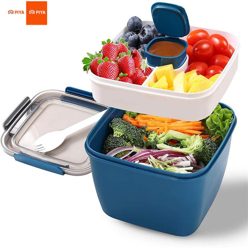 Food Storage Box Large - Contenedor de almuerzo para ensalada portátil,