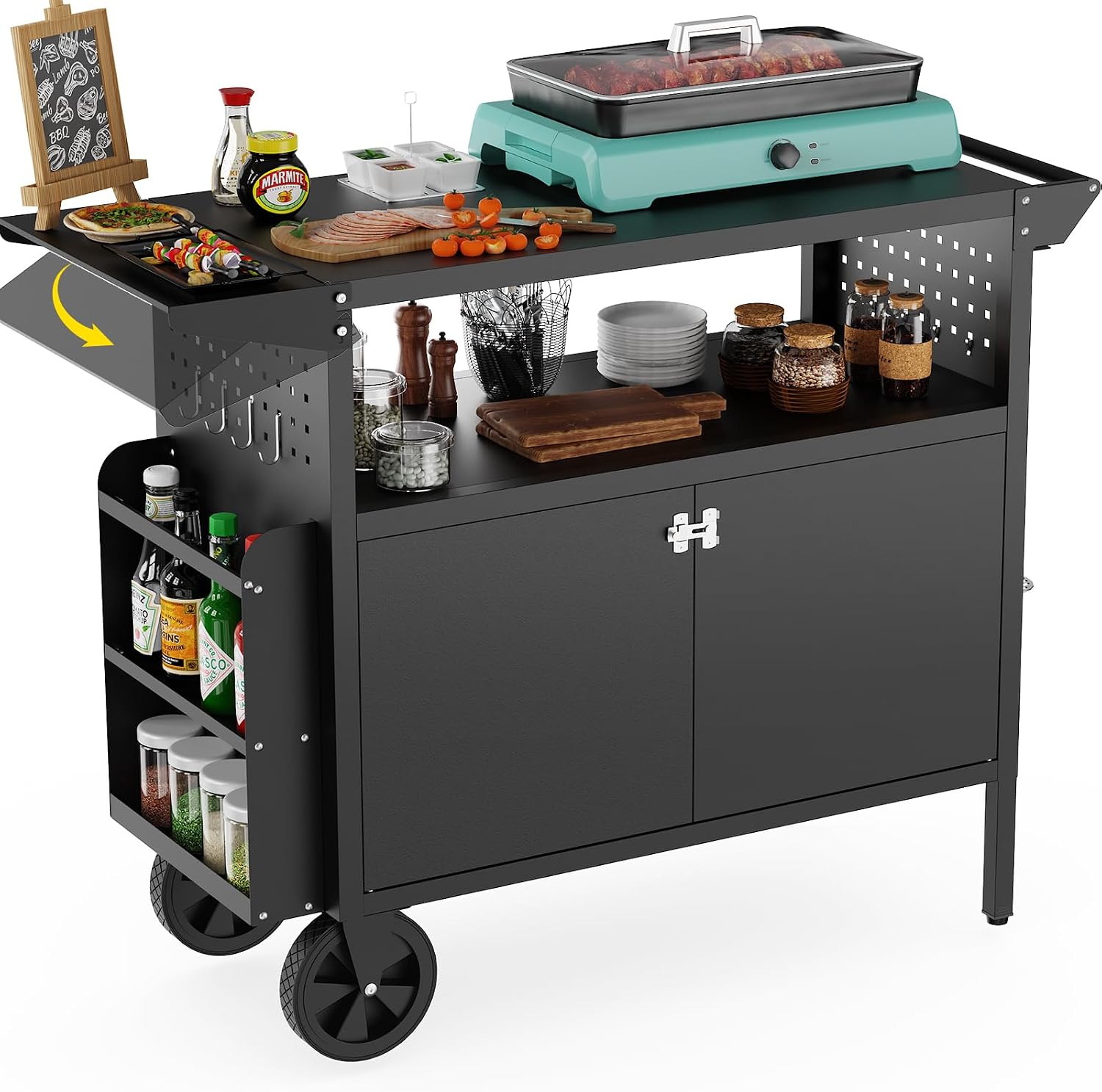 Food Storage For Camping - Carrito de parrilla para exteriores con