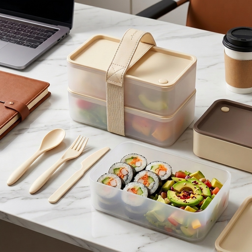 Food Storage Box Large - Contenedor de comida portátil de plástico,
