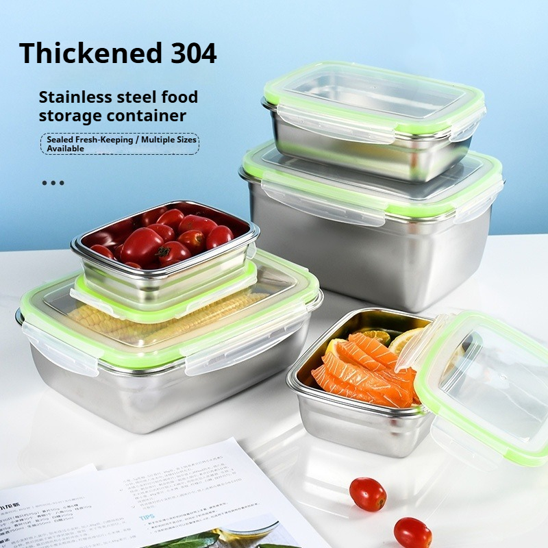 Food Storage Boxes With Lids - Fiambrera de acero inoxidable 304 con