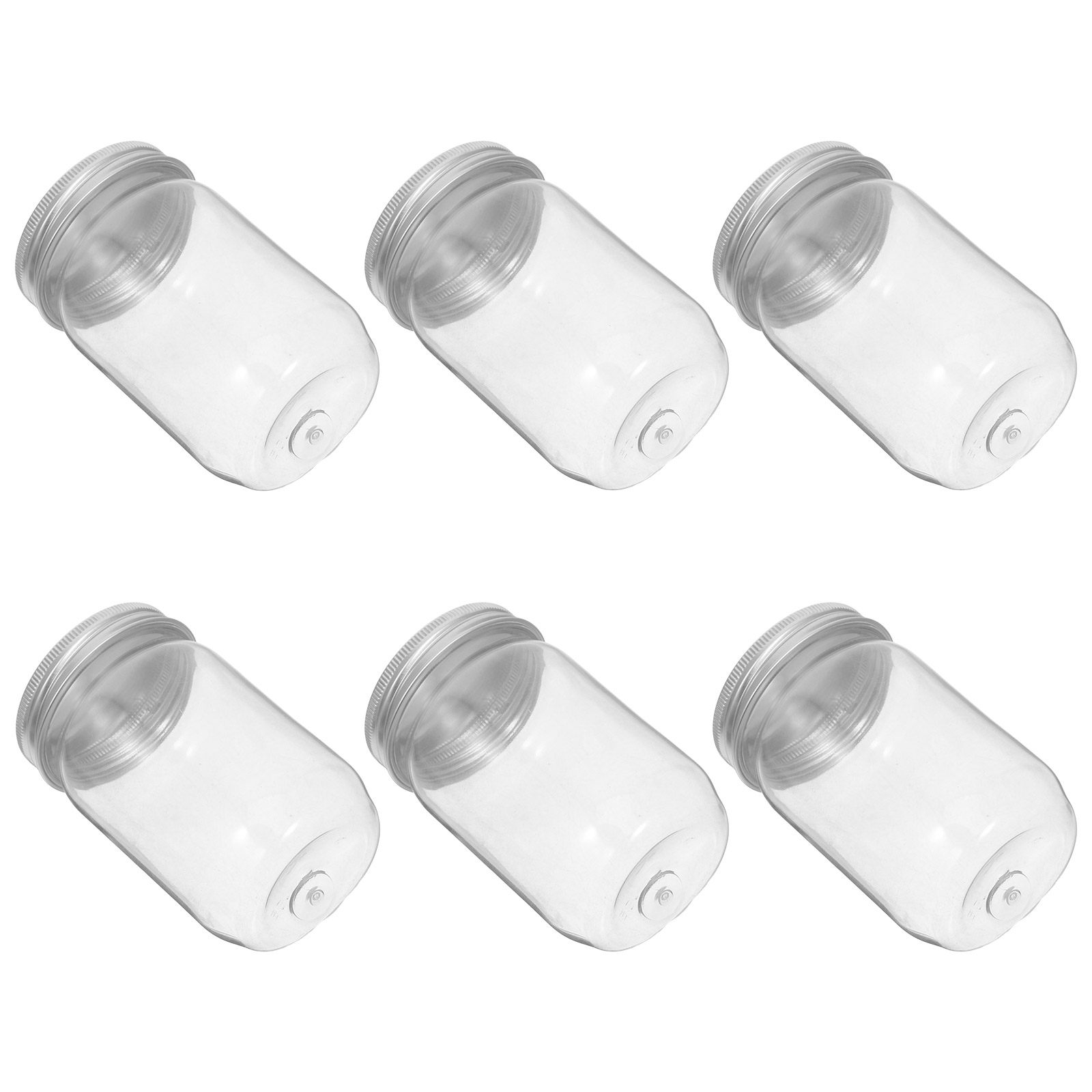 Food Storage Plastic - 6 Frascos de Plástico Transparente con
