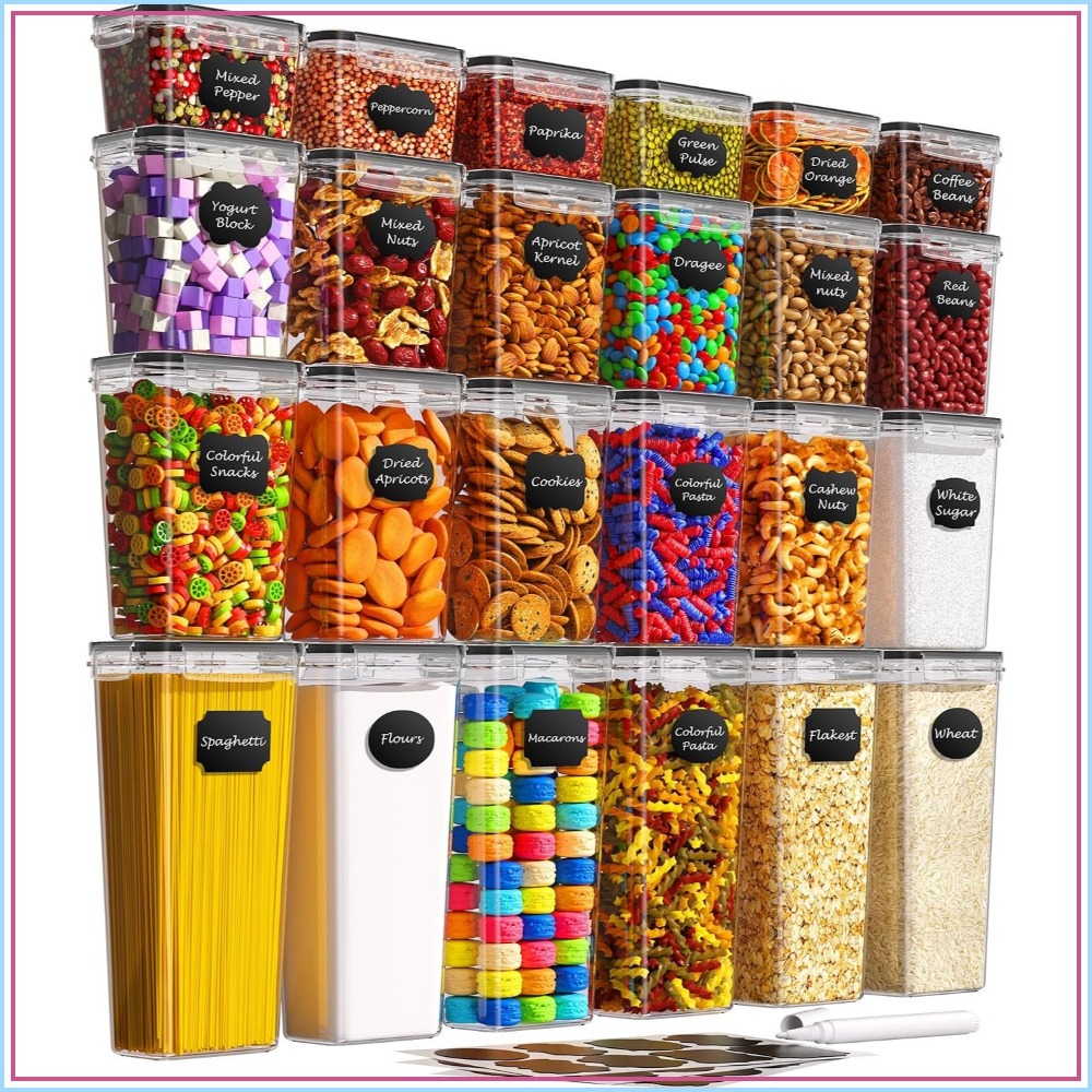 Food Storage Plastic - 24 Recipientes Herméticos para Almacenamiento de