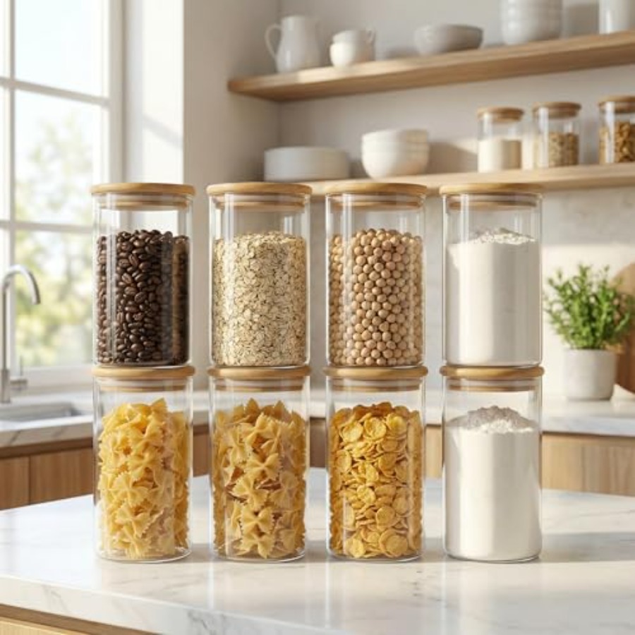 Frascos de vidrio con tapas de - Food Storage Glass Container Set reseña y precio