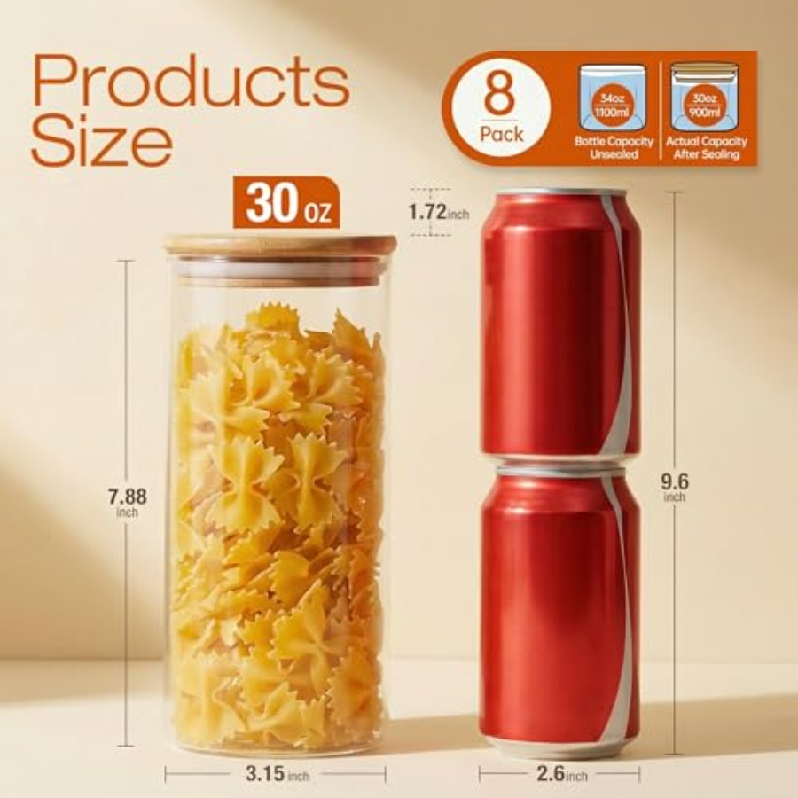 Frascos de vidrio con tapas de - Food Storage Glass Container Set reseña y precio