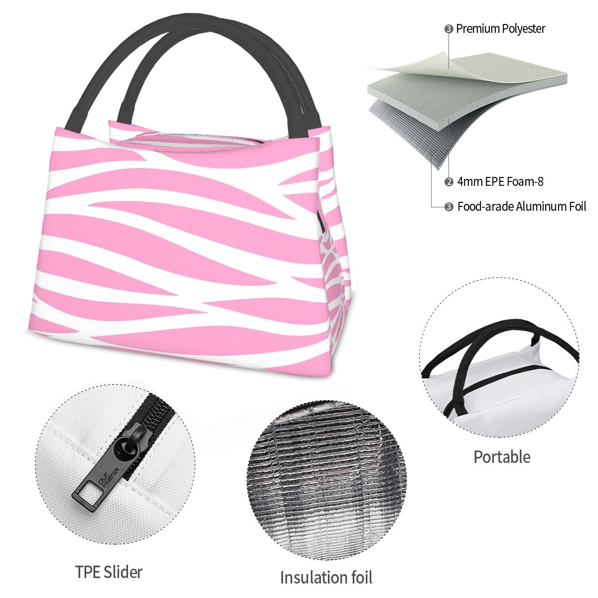 Bolsa de almuerzo con diseño d - Zebra Food Storage reseña y precio