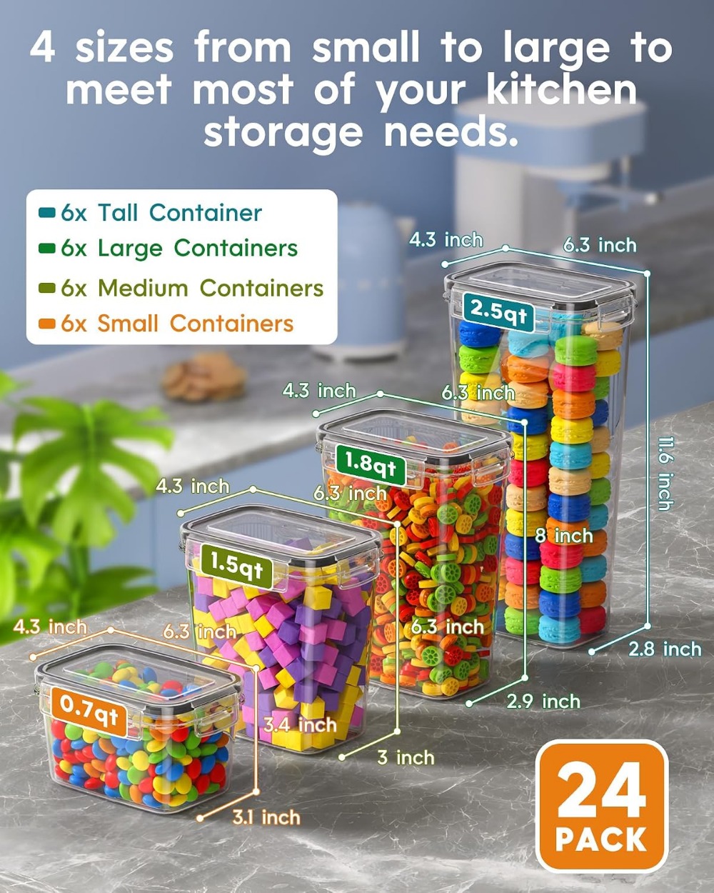 24 Recipientes Herméticos para - Food Storage Plastic reseña y precio